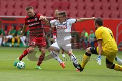 2. BL - Saison 2017/2018 - FC Ingolstadt 04 - VFB Eichstätt - Freundschaftsspiel - Robert Leipertz (#13 FCI) - Bauer Thomas Torwart Eichstätt - Foto: Meyer Jürgen