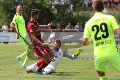 2. Bundesliga - Fußball - Testspiel - FC Ingolstadt 04 - SV Wehen Wiesbaden - Torwart Markus Kolke (WW) stoppt Antonio Colak (7, FCI) vor dem Tor, hinten Steven Ruprecht (WW)