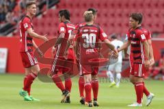 2. BL - Saison 2017/2018 - FC Ingolstadt 04 - VFB Eichstätt - Freundschaftsspiel - Ryoma Watanabe (#23 FCI) mit dem 1:0 Führungstreffer -Stefan Lex (#14 FCI) - Dario Lezcano (#11 FCI) - Thomas Pledl (#30 FCI) - Jubel - Tor - Foto: Meyer Jürgen -