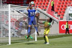 2. BL - Saison 2017/2018 - Testspiel - FC Ingolstadt 04 - FC Nantes - Hauke Wahl (#25 FCI) beim Kopfball - Dupe Maxime Torwart FC Nantes - Foto: Meyer Jürgen