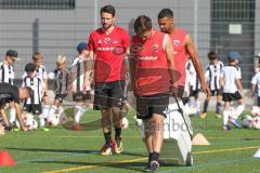 2. BL - Saison 2017/2018 - FC Ingolstadt 04 - Training - Christian Träsch (#28 FCI) links - Marvin Matip (#34 FCI) rechts - Lukas Gerlspeck (#27 FCI) vorne - Foto: Meyer Jürgen