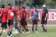 2. Bundesliga - Fußball - FC Ingolstadt 04 - Auftakttraining, neue Saison 2017/2018, Audi Sportpark Trainingsgelände - rechts Cheftrainer Maik Walpurgis (FCI) und Alfredo Morales (6, FCI)