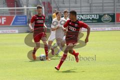 U 19 Bayernliga - Fußball - FC Ingolstadt 04 - FC Ismaning - 1:0 - Ingolstadt steigt in die Bundesliga auf, links Arjon Kryeziu und vorne läuft Dominik N´gatie (beide FCING)