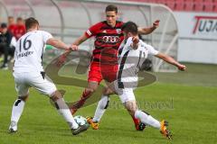 Regionalliga Bayern - Saison 2017/2018 - FC Ingolstadt 04 II - VFR Garching - Maximilian Thalhammer rot FCI II - Florian Pflügler weiss #16 Garching - Emre Tunc #13 weiss Garching - Foto: Meyer Jürgen