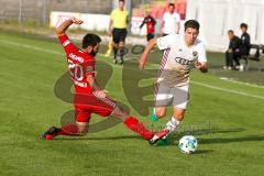 Regionaliga Bayern 2017/18 - FC Ingolstadt 04 II - FC Memmingen - Jalinous Darius weiss FCI - Zweckbronner Daniel rot #20 Memmingen -  Foto: Jürgen Meyer