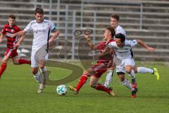 Regionalliga Bayern - Saison 2017/2018 - FC Ingolstadt 04 II - VFR Garching - Ryoma Watanabe rot FCI II wird gefoult von Hiroki Kotani weiss Garching - Foto: Meyer Jürgen