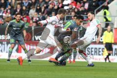 2. Bundesliga - FC Ingolstadt 04 - 1. FC Köln - links Czichos, Rafael (5 Köln) Darío Lezcano (11, FCI) rechts Höger, Marco (6 Köln)