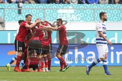 2. Bundesliga - MSV Duisburg - FC Ingolstadt 04 - Tor Jubel Darío Lezcano (11, FCI) Stefan Kutschke (20, FCI) Sonny Kittel (10, FCI) Robin Krauße (23, FCI)