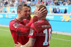 2. Bundesliga - MSV Duisburg - FC Ingolstadt 04 - Sonny Kittel (10, FCI) schlängelt sich durch trifft zum 1:3 Tor Jubel, Marcel Gaus (19, FCI) Fatih Kaya (36, FCI)