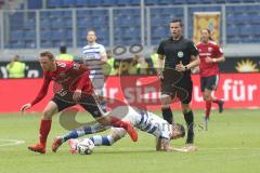 2. Bundesliga - MSV Duisburg - FC Ingolstadt 04 - Foul an links Marcel Gaus (19, FCI)