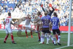 2. Bundesliga - Arminia Bielefeld - FC Ingolstadt 04 - Torwart Stefan Ortega Moreno ( Bielefeld) rettet den Ball vor Björn Paulsen (4, FCI) Marcel Gaus (19, FCI) Andreas Voglsammer (21 Bielefeld) Cedric Brunner (27 Bielefeld)