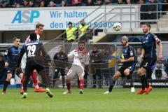 2. Bundesliga - SC Paderborn - FC Ingolstadt 04 - Stefan Kutschke (20, FCI) Cenk Sahin (17, FCI) kommen nicht durch die Abwehr, Collins, Jamilu (Paderborn 29) Strohdiek, Christian (Paderborn 5) Klaus Gjasuila (Paderborn 8)