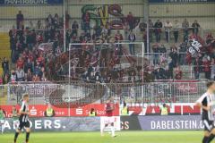 2. Bundesliga - SV Sandhausen - FC Ingolstadt 04 - Fans JUbel Fahnen Fanblock, mitgereiste Fans