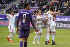 2. Bundesliga - FC Erzgebirge Aue - FC Ingolstadt 04 - Tor Jubel Jonatan Kotzke (25 FCI),mit Mergim Mavraj (15, FCI) Thomas Pledl (30, FCI) Almog Cohen (8, FCI)