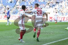 2. Bundesliga - Arminia Bielefeld - FC Ingolstadt 04 - Stefan Kutschke (20, FCI) Tor Jubel mit Darío Lezcano (11, FCI)