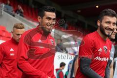 2. Bundesliga - Fußball - 1. FC Heidenheim - FC Ingolstadt 04 - Darío Lezcano (11, FCI) und Cenk Sahin (17, FCI) kommen auf das Feld