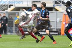 2. Bundesliga - SC Paderborn - FC Ingolstadt 04 - Darío Lezcano (11, FCI) gegen Strohdiek, Christian (Paderborn 5)