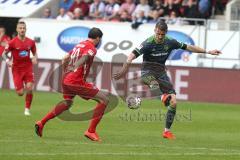 2. Bundesliga - Fußball - 1. FC Heidenheim - FC Ingolstadt 04 - Stefan Kutschke (20, FCI) Norman Theuerkauf (HDH 30)