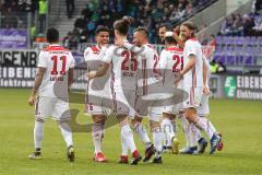 2. Bundesliga - FC Erzgebirge Aue - FC Ingolstadt 04 - Tor Jubel Jonatan Kotzke (25 FCI),mit Mergim Mavraj (15, FCI) Thomas Pledl (30, FCI) Almog Cohen (8, FCI) Darío Lezcano (11, FCI) Christian Träsch (28, FCI) Björn Paulsen (4, FCI)