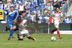 2. Bundesliga - Fußball - 1. FC Magdeburg - FC Ingolstadt 04 - Dennis Erdmann (13 Magdeburg) reißt Osayamen Osawe (14, FCI) zu Boden