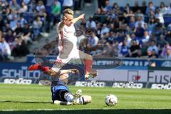 2. Bundesliga - Arminia Bielefeld - FC Ingolstadt 04 - Thomas Pledl (30, FCI) stürmt zum 0:3 Tor Jubel, Brian Behrendt (3 Bielefeld) versucht zu stören