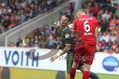 2. Bundesliga - Fußball - 1. FC Heidenheim - FC Ingolstadt 04 - Stefan Kutschke (20, FCI) Patrick  Mainka (HDH 6) Kopfball Duell