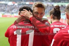 2. Bundesliga - MSV Duisburg - FC Ingolstadt 04 - Tor Jubel Darío Lezcano (11, FCI) Konstantin Kerschbaumer (7, FCI)