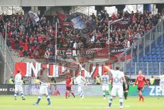 2. Bundesliga - MSV Duisburg - FC Ingolstadt 04 - Fans Ingolstadt Jubel Fahnen Kurve