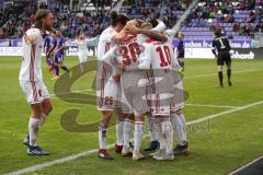 2. Bundesliga - FC Erzgebirge Aue - FC Ingolstadt 04 - Malcolm Cacutalua (Aue 21) macht Eigentor zum 0:3, Jubel Darío Lezcano (11, FCI), Björn Paulsen (4, FCI) Thomas Pledl (30, FCI) Sonny Kittel (10, FCI) Jonatan Kotzke (25 FCI)