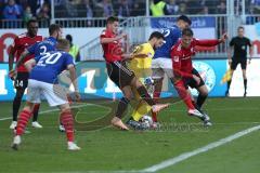 2. BL - Saison 2018/2019 - Holstein Kiel - FC Ingolstadt 04 Osayamen Osawe (#14 FCI) - Kenneth Kronholm Torwart (#18 Kiel) - Thorsten Röcher (#29 FCI) - Stefan Kutschke (#20 FCI) - - Foto: Meyer Jürgen