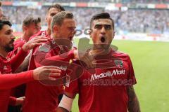 2. Bundesliga - MSV Duisburg - FC Ingolstadt 04 - Elfmeter Darío Lezcano (11, FCI) Tor Jubel, Marcel Gaus (19, FCI) Almog Cohen (8, FCI)