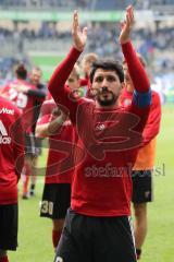 2. Bundesliga - MSV Duisburg - FC Ingolstadt 04 - Spiel ist aus, FCI Sieg 2:4, Jubel bei den Fans, Almog Cohen (8, FCI)