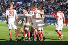 2. Bundesliga - Arminia Bielefeld - FC Ingolstadt 04 - Thomas Pledl (30, FCI) stürmt zum 0:3 Tor Jubel, Stefan Kutschke (20, FCI) Almog Cohen (8, FCI) Björn Paulsen (4, FCI) Marcel Gaus (19, FCI) Darío Lezcano (11, FCI)