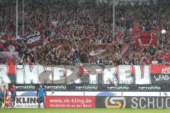 2. Bundesliga - Fußball - 1. FC Heidenheim - FC Ingolstadt 04 - FCI Fans Jubel Kurve Fahnen Banner Spruch