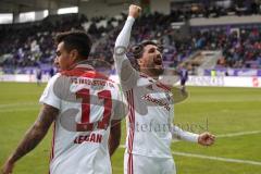 2. Bundesliga - FC Erzgebirge Aue - FC Ingolstadt 04 - Malcolm Cacutalua (Aue 21) macht Eigentor zum 0:3, Jubel Darío Lezcano (11, FCI), Almog Cohen (8, FCI)