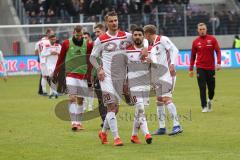 2. Bundesliga - FC Erzgebirge Aue - FC Ingolstadt 04 - Spiel ist us, Sieg für FCI, Stefan Kutschke (20, FCI) und Almog Cohen (8, FCI) umarmen sich
