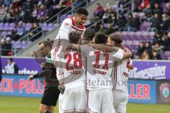 2. Bundesliga - FC Erzgebirge Aue - FC Ingolstadt 04 - Tor Jubel Jonatan Kotzke (25 FCI),mit Mergim Mavraj (15, FCI) Thomas Pledl (30, FCI) Almog Cohen (8, FCI)