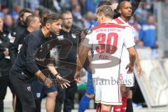 2. Bundesliga - Fußball - 1. FC Magdeburg - FC Ingolstadt 04 - Cheftrainer Stefan Leitl (FCI) feuert Thomas Pledl (30, FCI) an