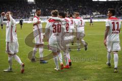 2. Bundesliga - FC Erzgebirge Aue - FC Ingolstadt 04 - Tor für Ingolstadt, Jubel, Sonny Kittel (10, FCI) Mergim Mavraj (15, FCI) Thomas Pledl (30, FCI) Almog Cohen (8, FCI) Konstantin Kerschbaumer (7, FCI) Darío Lezcano (11, FCI)