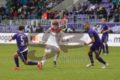 2. Bundesliga - FC Erzgebirge Aue - FC Ingolstadt 04 - Clemens Fandrich (Aue 5), Christian Träsch (28, FCI) Louis Samson (Aue 13)