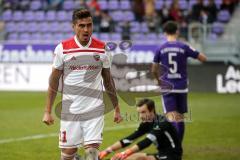 2. Bundesliga - FC Erzgebirge Aue - FC Ingolstadt 04 - Flanke zu Darío Lezcano (11, FCI) und Malcolm Cacutalua (Aue 21) macht Eigentor zum 0:3, Torwart Männel Martin (Aue 1) am Boden, Jubel