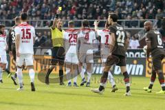 2. Bundesliga - FC St. Pauli - FC Ingolstadt 04 - Thorsten Röcher (29 FCI) bekommt gelb und dann rot