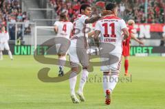 2. Bundesliga - Fußball - Der 0:1 Führungstreffer durch Darío Lezcano (11, FCI)  - jubel - Paulo Otavio (6, FCI)  -   - SV Wehen Wiesbaden - FC Ingolstadt 04 -