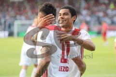 2. Bundesliga - Fußball - SV Wehen Wiesbaden - FC Ingolstadt 04 - Darío Lezcano (11, FCI), Elfmeter, Tor 0:2, Jubel mit Paulo Otavio (6, FCI)