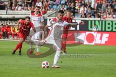 2. Bundesliga - Fußball - Darío Lezcano (11, FCI)  wird gefoult - Elfmeter - Torwart Markus Kolke (1 SVW)  - Jubel - Drr 0:2 Führungstreffer - SV Wehen Wiesbaden - FC Ingolstadt 04 -