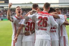 2. Bundesliga - Fußball - SV Wehen Wiesbaden - FC Ingolstadt 04 - Darío Lezcano (11, FCI), Elfmeter, Schuß, Tor 0:2, Jubel mit Marcel Gaus (19, FCI) Phil Neumann (26, FCI) Sonny Kittel (10, FCI) Thomas Pledl (30, FCI)