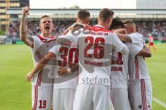 2. Bundesliga - Fußball - SV Wehen Wiesbaden - FC Ingolstadt 04 - Darío Lezcano (11, FCI), Elfmeter, Schuß, Tor 0:2, Jubel mit Marcel Gaus (19, FCI) Phil Neumann (26, FCI) Sonny Kittel (10, FCI) Thomas Pledl (30, FCI)