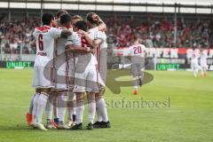 2. Bundesliga - Fußball - SV Wehen Wiesbaden - FC Ingolstadt 04 - Tor durch Darío Lezcano (11, FCI) in der ersten Minute, Jubel mit Paulo Otavio (6, FCI) Almog Cohen (8, FCI) Marcel Gaus (19, FCI)