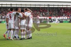 2. Bundesliga - Fußball - SV Wehen Wiesbaden - FC Ingolstadt 04 - Tor durch Darío Lezcano (11, FCI) in der ersten Minute, Jubel mit Paulo Otavio (6, FCI) Almog Cohen (8, FCI) Marcel Gaus (19, FCI) Björn Paulsen (4, FCI)