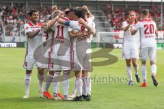 2. Bundesliga - Fußball - Der 0:1 Führungstreffer durch Darío Lezcano (11, FCI)  - jubel - Phil Neumann (26, FCI)  - Stefan Kutschke (20, FCI)  - Almog Cohen (8, FCI)  - SV Wehen Wiesbaden - FC Ingolstadt 04 -